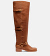 Farm Rio Distressed Leather Over Knee Boots