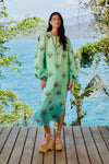 Fam Rio Turquoise Palm Tree Tapestry Embroidery Tunic