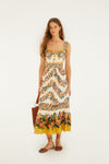 Farm Rio Sand Hilo Stripes Midi Dress