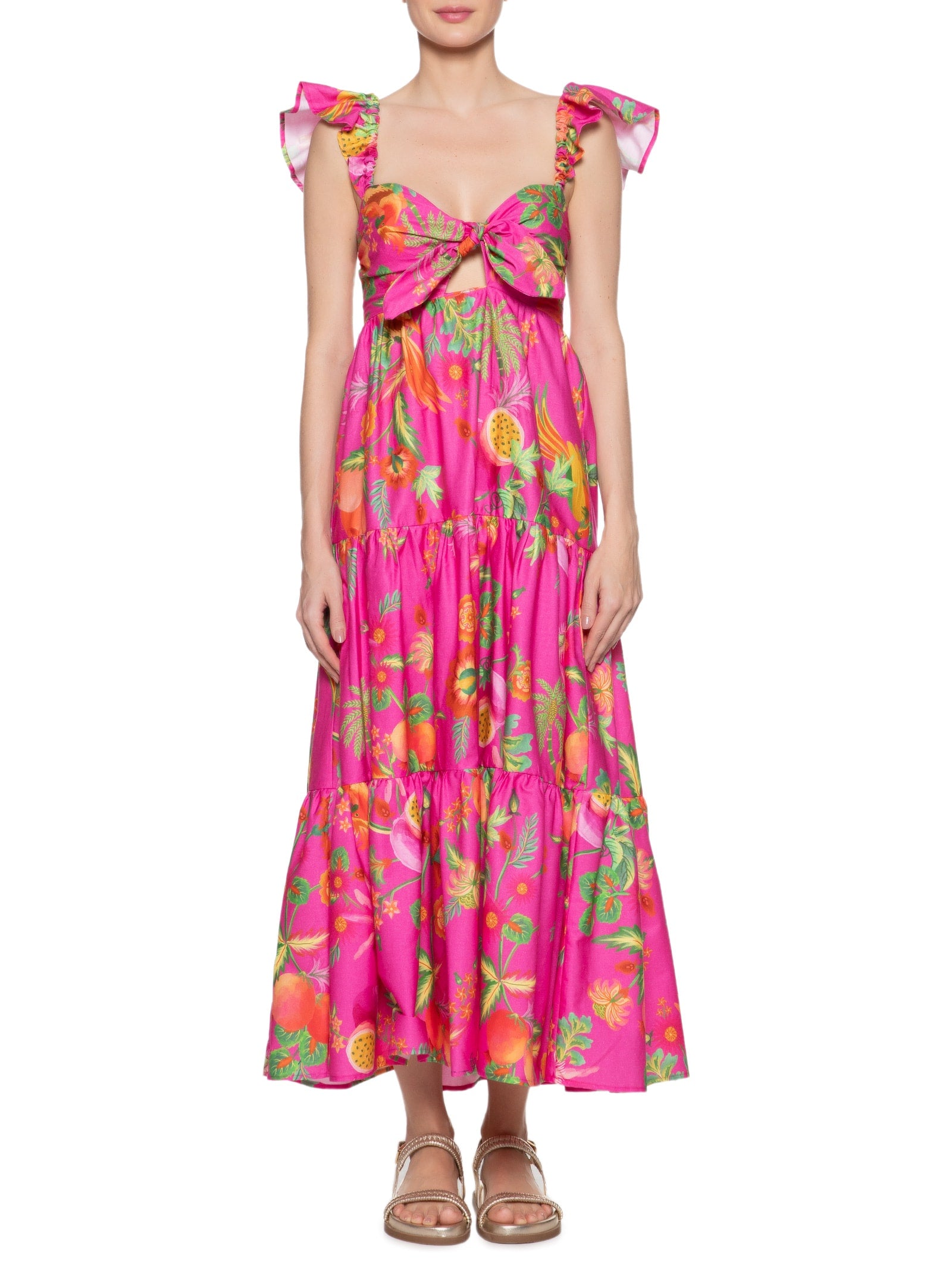 delicate fruit garden pink midi dress Farm Rio Active Organic Cotton Midi Dress In Delicate Fruit Garden Pink - 10% Off