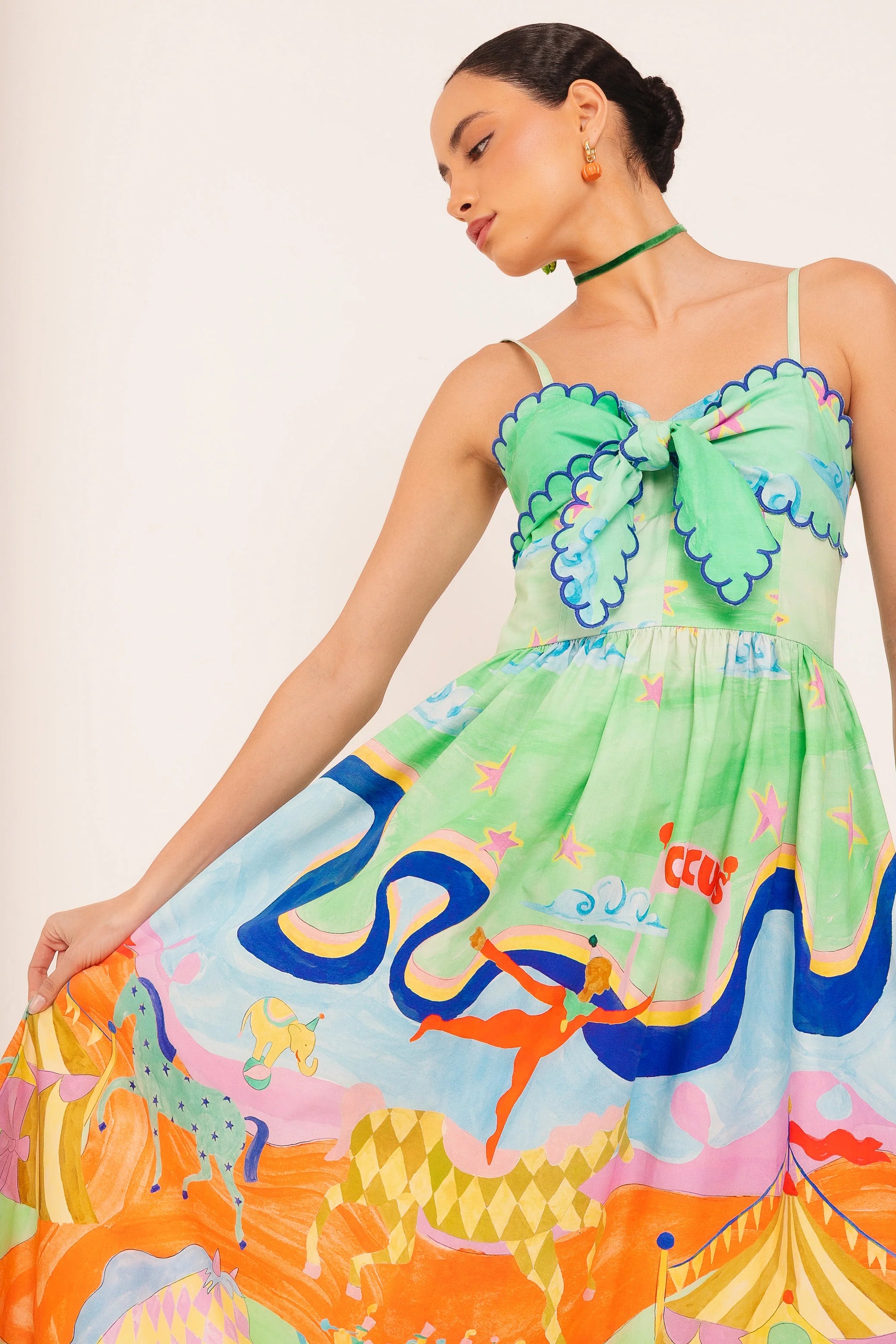 circus cocktail dress Carnival Carousel Pastel Striped 1950s Vintage Inspired Big Top Circus Retro Pinup Dress by Hollyville