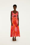 Farm Rio Multicolor Delicate Forest Cut-Out Maxi Dress, full-length front-facing model with face visible