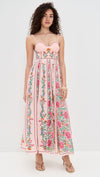 Farm Rio Delicate Forest Floral Print pleated dress