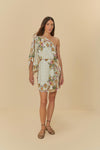 Farm Rio Pássaro em Flor Printed Scarf Mini Dress